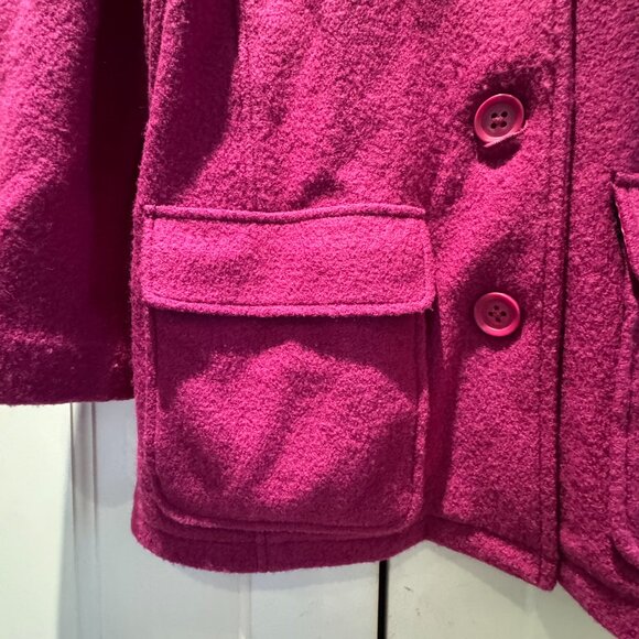 Hot Pink Boiled Wool Lightweight LL Bean XL Petite Coat - Picture 6 of 16